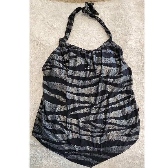 Miraclesuit Magicsuit Shine On Nicole Black Silver Tankini Top Size 8 - Picture 2 of 9